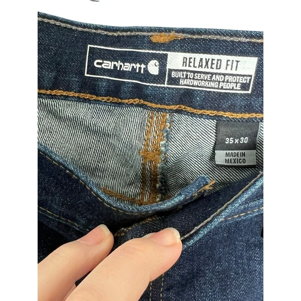 Carhartt Jeans Men NWT 35X30 BD5119-M Blue Relaxed Fit Straight Leg‎ Denim Pants